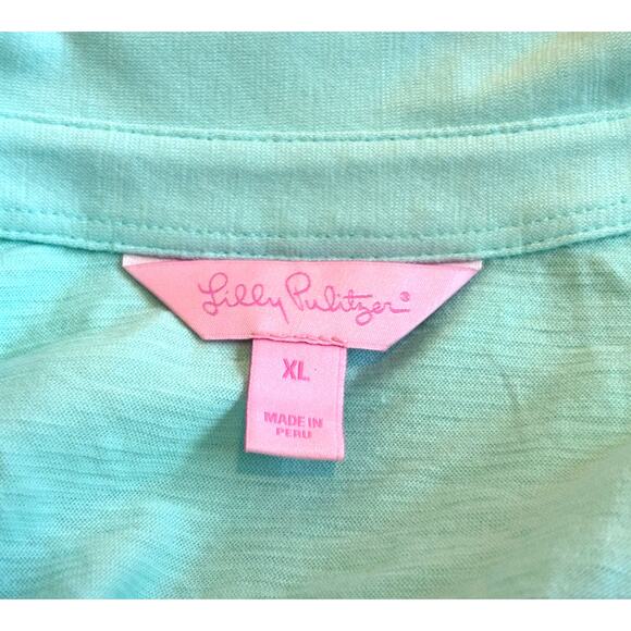 NWOT Made in PERU Lilly Pulitzer Polo Shirt 7 Signed Buttons Neckline S/S XL - Picture 6 of 6